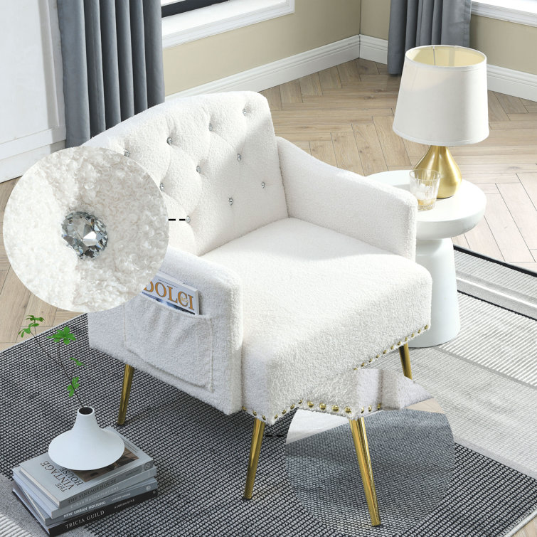 Latitude Run Comfyco Tufted Teddy Upholstered Reading Chair With